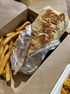 Loaded burrito and fries  #Veganuary at Nuno's Tacos & Vegmex Grill in Dallas