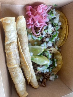Taquito and street taco combo special   at Nuno's Tacos & Vegmex Grill in Dallas