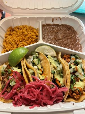4 taco plate  at Nuno's Tacos & Vegmex Grill in Dallas