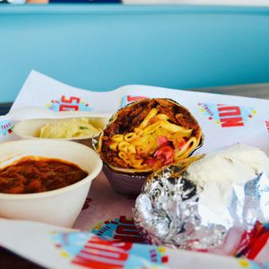 The Tejano BBQ wrap, available weekends only.  at Nuno's Tacos & Vegmex Grill in Dallas