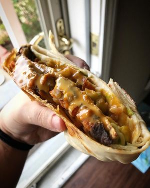 Another shot of the crunchwrap  at Nuno's Tacos & Vegmex Grill in Dallas