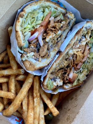 Al pastor torta at Nuno's Tacos & Vegmex Grill in Dallas