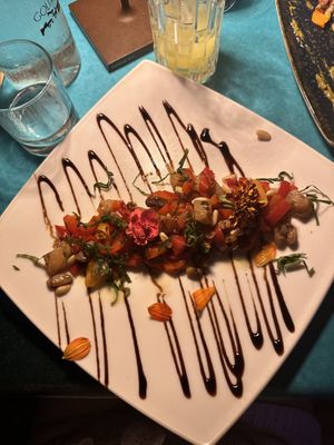 Carpaccio - found it too sweet to eat as a main  at Timoleone Veggie Restaurant & Cocktail Bar in Taormina