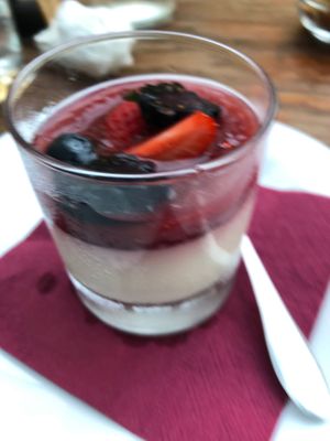 Pana cotta. Might have been just that batch, but it was too solid for me. at Timoleone Veggie Restaurant & Cocktail Bar in Taormina