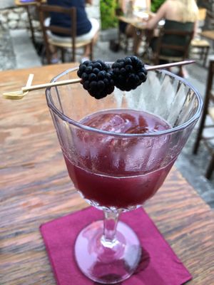 Really delicious cocktail with local Sicilian vodka, raspberry liqueur, lychee juice and other things. Yuum. Recommend. at Timoleone Veggie Restaurant & Cocktail Bar in Taormina