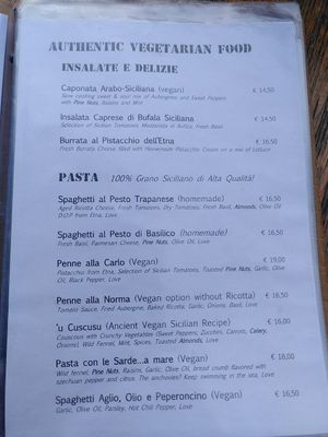 Menu 2 at Timoleone Veggie Restaurant & Cocktail Bar in Taormina