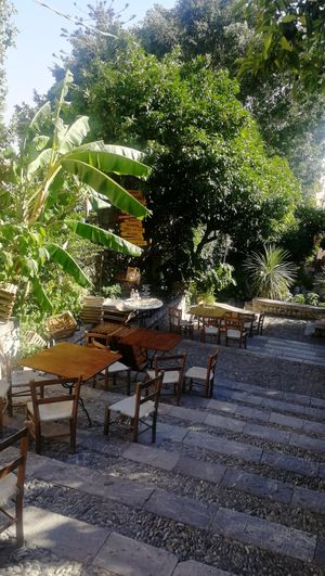 Just outside the place at Timoleone Veggie Restaurant & Cocktail Bar in Taormina