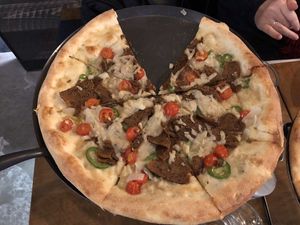 Vegan Donair pizza  at G-Street Pizza in Halifax