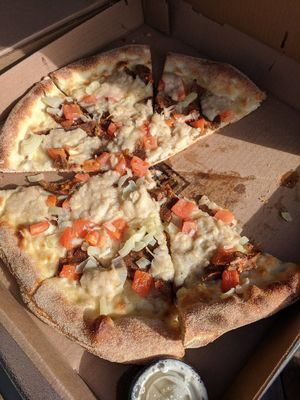 Vegan donair pizza at G-Street Pizza in Halifax