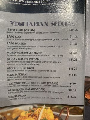 Menu at Om Indian Cuisine in San Francisco