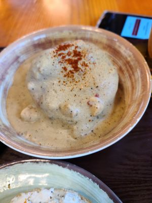 Biscuit with country gravy at The Park Side Cafe in Olympia