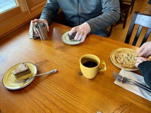 German chocolate cream pie, chocolate peanut butter bar and Giant chocolate chip cookie  at The Park Side Cafe in Olympia