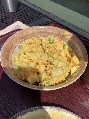 mac 'n potato salad. had to add salt, but not a bad side.   at The Park Side Cafe in Olympia