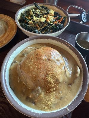 Biscuits and gravy and kale saladd  at The Park Side Cafe in Olympia