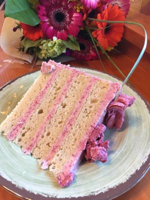 Lemon Lavender Hibiscus Cake  at The Park Side Cafe in Olympia