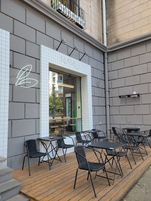 Patio out front at Namu ნამუ - Maybe closed in Tbilisi