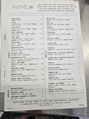 Menu at Namu ნამუ - Maybe closed in Tbilisi