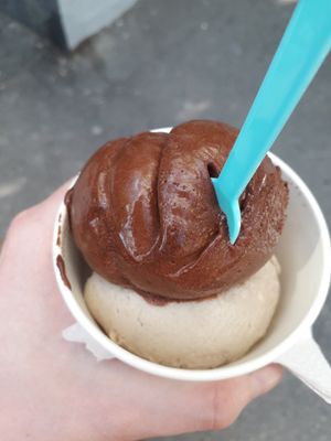 Vegan chocolate sorbet and banana ice cream at The Cone Culture in Tbilisi