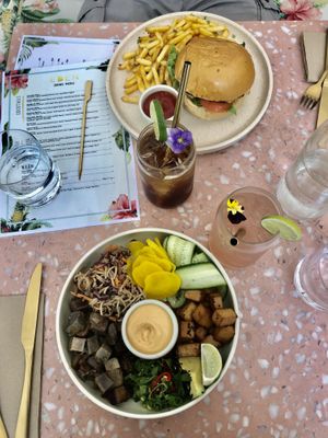 Bowl and burger  at Eden in Bondi Beach