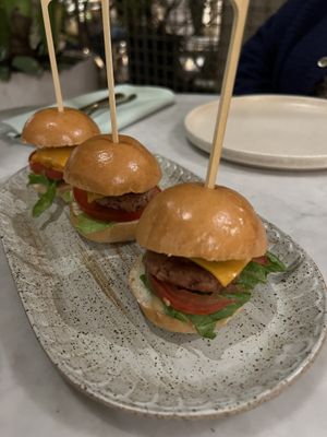 Cheeseburger sliders. Yummy  at Eden in Bondi Beach