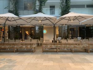 Eden’s outside private courtyard garden seating  at Eden in Bondi Beach