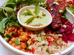 Nourish bowl with added Tempeh at Eden in Bondi Beach
