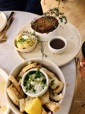 Calamari and pie  at Eden in Bondi Beach
