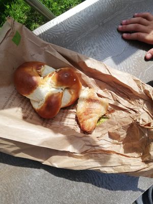 Laugenknoten und ein Rest vom veganen Croissant 😅😀 at Alnatura - Uberseeboulevard in Hamburg