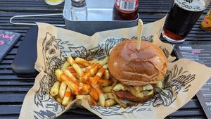 Sleeps vegan burger (hot sauce optional) at Triple Point Brewery & Bar in Sheffield