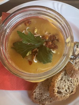 Mais-Erbsen-Suppe  at Scheune Biber Ferienhof in Mirow