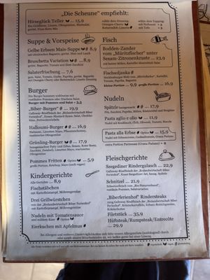 Speisenkarte   at Scheune Biber Ferienhof in Mirow