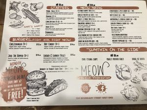 Menu at Meow in West End