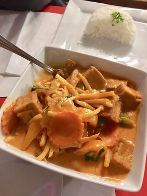 Red curry tofu  at Wish Thai Kitchen in Watertown
