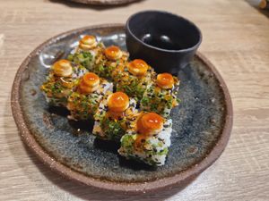 Makis d'espàrrecs i shitake at La Cookessa Bio in Granollers