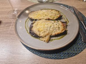 Albergínia farcida at La Cookessa Bio in Granollers