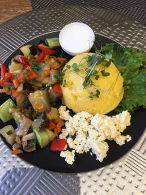 Very tasty Mamaliga at Go Fresh in Chisinau