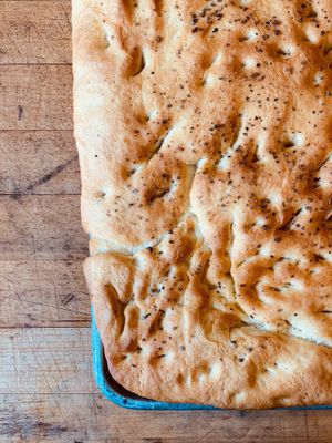House baked Focaccia at Local Vegan in Seattle
