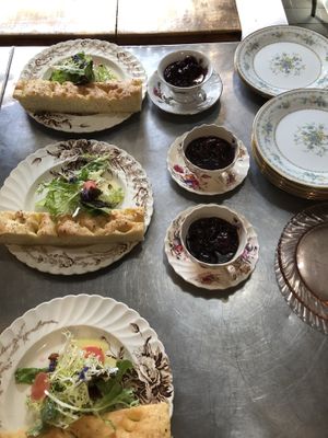 Mushroom mousse with morello cherries  at Local Vegan in Seattle