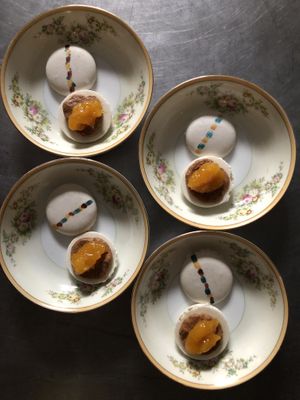 Cheese course almond and apricot  at Local Vegan in Seattle