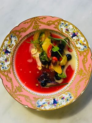 Watermelon gazpacho  at Local Vegan in Seattle