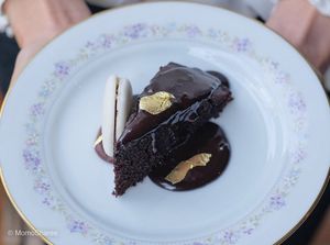 Theo chocolate cake and French Macaron photo by Serena at Momoshares  at Local Vegan in Seattle