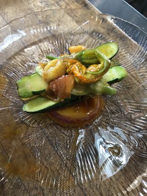 Baby Squash and caramelized Peach  at Local Vegan in Seattle