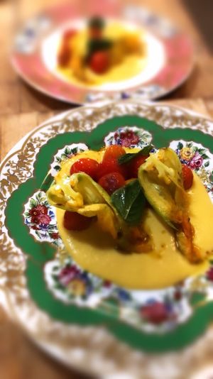 Tomatoes and corn Broth  at Local Vegan in Seattle