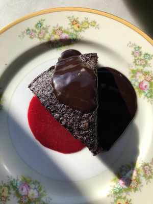 Theo chocolate cake  at Local Vegan in Seattle