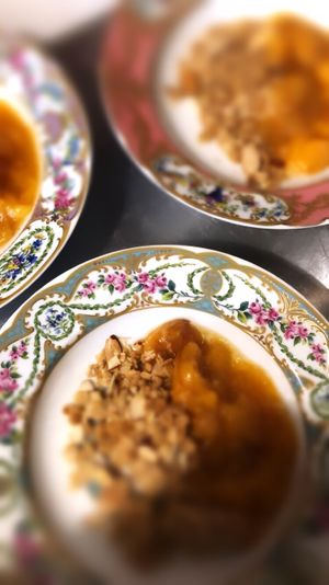 Peach crumble  at Local Vegan in Seattle