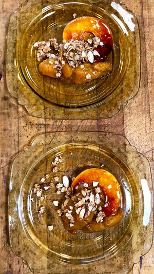 Caramelized Peach and gluten free crumble  at Local Vegan in Seattle