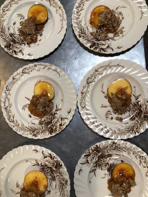 Peach crumble  at Local Vegan in Seattle