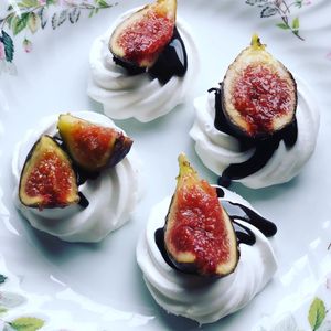 Aquafaba Pavlova with local figs  at Local Vegan in Seattle