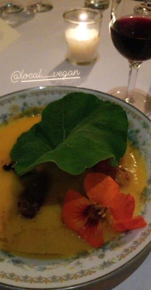 Tomato soup at Local Vegan in Seattle