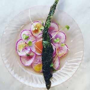 Daikon radish carpaccio  at Local Vegan in Seattle